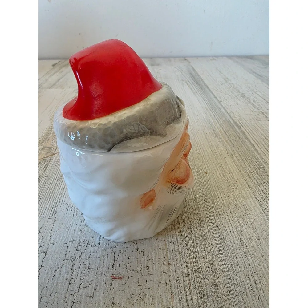 Ceramic lidded Santa vintage hat Xmas tree